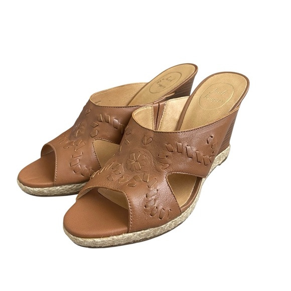 Jack Rogers Sophia Slide Wedge Heel Sandals Women’s Size 10 Leather Oak Brown - Picture 3 of 8